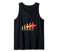 Divertida Surfer Evolución Silueta Línea Minimalista Camiseta sin Mangas