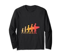 Divertida Surfer Evolución Silueta Línea Minimalista Manga Larga