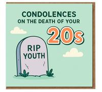 Divertida tarjeta de 30 cumpleaños - Condolences on the Death of Your 20s, RIP Youth Gravestone Design, Milestone Humor for Him Her Friend