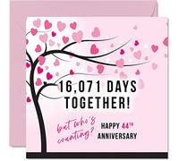 Divertida tarjeta de 44 aniversario para esposa o marido, 16071 días juntos, regalos "I Love You", tarjetas de felicitación de 44 aniversario de boda para pareja, tarjetas de felicitación de 145 mm x 145 mm para cuarenta y cuatro aniversarios