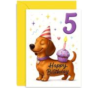 Divertida tarjeta de 5º cumpleaños para niña o niño, regalo de feliz cumpleaños, diseño canino peculiar, para amigo, mejor amiga, hermana, hermano, primo, sobrina, sobrino, familia, 5 hoy, interior en