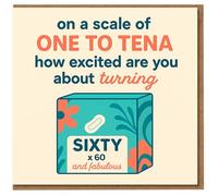 Divertida tarjeta de 60 cumpleaños - En una escala de uno a tene, How Excited Are You About Turning Sixty - Humor descarado para amigos y familiares