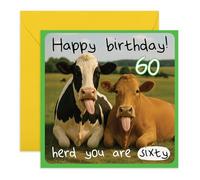 Divertida tarjeta de 60 cumpleaños - Herd You Are Sixty Cow - Regalos para él, ella, hermano, hermana, amigos, mejor amiga, amigos, mejor amiga, amigos, compañero, hermano, mamá, papá, sesenta - viene
