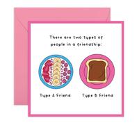 Divertida tarjeta de amistad - Dos tipos de tazón de desayuno o tostadas - Chistes para amigos, mejor amiga, amigo, él, ella, hombres y mujeres, ilustración de comida con personalidad, viene con