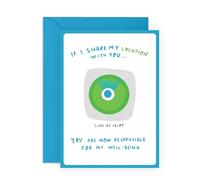 Divertida tarjeta de amor con texto en inglés «Find My Location Tracker» - Chistes para novio, novia, marido, esposa, pareja, prometido, bebé, cónyuge, querido, él, ella, bonita tarjeta de aniversario