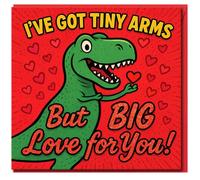 Divertida tarjeta de amor de dinosaurio, T-Rex Tiny Arms Big Love For You, bonita tarjeta de San Valentín o aniversario para pareja, novio o novia