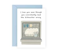 Divertida tarjeta de amor - "Load the Dishwasher Wrong" - Tarjeta de relación para pareja, marido, esposa, novio, novia, prometido, cónyuge, él, ella, mujeres, hombres, casados - para aniversario o