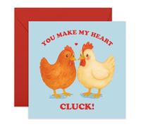 Divertida tarjeta de amor - You Make My Heart Cluck - Bonita tarjeta de juego de palabras de pollo para novio, novia, marido, esposa, él, ella, aniversario, San Valentín o simplemente porque - Viene