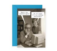 Divertida tarjeta de aniversario de boda - "What's the Password" Retro - Tarjeta humorística para marido, esposa, pareja, mamá, papá, abuelo, abuela, él, ella, ellos, parejas - Viene con pegatinas