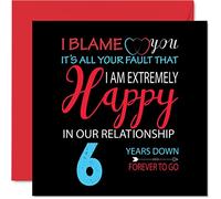 Divertida tarjeta de aniversario de caramelo para marido y esposa - Your Fault I'm Extremely Happy - Tarjeta de feliz 6º aniversario de boda para pareja, tarjetas de felicitación de aniversario de 145