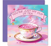 Divertida tarjeta de aniversario - Just My Cup of Tea - Bonita tarjeta de feliz aniversario para mujeres y hombres, 145 mm, tarjetas de felicitación de humor