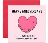 Divertida tarjeta de aniversario - "Love You from the Bottom of My Heart" - Regalo sentimental romántico - Interior en blanco con sobre