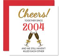 Divertida tarjeta de aniversario número 22 para marido y esposa, Together Since 2004, tarjetas de feliz aniversario de boda 22 para pareja, regalos "I Love You", tarjetas de felicitación de 145 mm