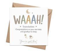 Divertida tarjeta de bebé con sobre, tarjeta de felicitación para mamá y papá, diseño WAAAH adiós al sueño para padres primerizos, baby shower, licencia de maternidad, amigo de trabajo o colega