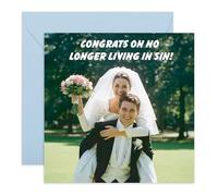 Divertida tarjeta de boda para pareja, divertida "No longer Living in Sin", tarjeta de felicitación de matrimonio para amigos, él, ella, mejor amiga, mejor amiga, mujeres, hombres, mujeres, hombres