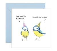 Divertida tarjeta de cumpleaños con diseño de pájaro, con aspecto de teta, humor para adultos, bromas sarcásticas, ingeniosas, saludos para amigos, amigos, chicos, compañeros, colegas, compañeros de