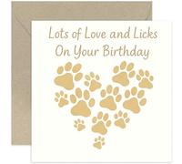 Divertida tarjeta de cumpleaños con temática de perro, "Lots of Love and Licks", regalo para los amantes de los perros, de Furbaby, perro, cachorro, interior en blanco con sobre