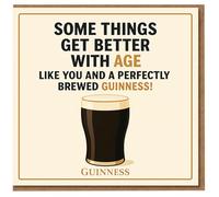 Divertida tarjeta de cumpleaños con texto en inglés "Some Things Get Better With Age", una pinta de ilustración robusta, humor para amantes de la cerveza, para él o ella