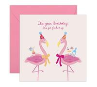 Divertida tarjeta de cumpleaños de flamenco, con texto en inglés "Let's Get Flocked Up", regalos humorísticos para amigos, hermanas, mejores amigas, novias, ella, colegas, niñas, compañeros de