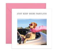 Divertida tarjeta de cumpleaños de perro para ella - Just Keep Being Fabulous - Tarjeta de felicitación humorística para amigos, hermana, novia, prometida, madre, esposa, mujeres - Perro con bufanda