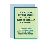 Divertida tarjeta de cumpleaños envejecida - Eyesight Getting Peor - Humor para él, ella, mamá, papá, hermano, hermana, marido, esposa, colega, vecino, mejor amiga, familia, amigo, adultos, aspecto de