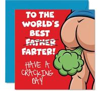 Divertida tarjeta de cumpleaños - Farter or Father? You Decide? - Dibujos animados papá dejando que uno rasgue en colores llamativos - Garantizado para causar una risita, día del padre - cuadrado de