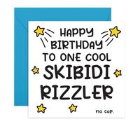 Divertida tarjeta de cumpleaños Gen Z - "One Cool Skibidi Rizzler" Internet argot - Tarjeta de felicitación para adolescentes, amigos, hermano, compañero de clase, compañeros de escuela, niños, niñas