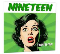 Divertida tarjeta de cumpleaños número 19 para mujer, estilo cómic, tarjetas de cumpleaños para niñas, sobrinas, amigas de 19 años, diecinueve, su nieta