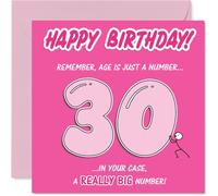 Divertida tarjeta de cumpleaños número 30 - Abrazo a cumplir 30 años con un guiño - Diseño rosa audaz y gran humor - perfecta para risas de hitos - cuadrado de 145 mm, sobre incluido