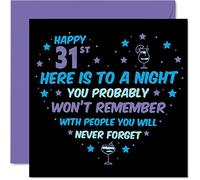 Divertida tarjeta de cumpleaños número 31 para hombres y mujeres - Won't Remember - Tarjetas de feliz cumpleaños para hermano de 31 años, hermana, tía, tío, primo amigo, tarjetas de felicitación de