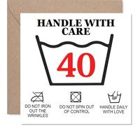 Divertida tarjeta de cumpleaños número 40 - Not Your Average 40th - Instrucciones de cuidado juguetón diseño con símbolos de lavandería - 145 mm cuadrado, sobre incluido