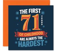 Divertida tarjeta de cumpleaños número 71 - Still Young at Heart - Diseño divertido azul y naranja con broma ingeniosa de 71 cumpleaños - Seguro que te hará una risa adecuada - cuadrado de 145 mm