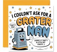 Divertida tarjeta de cumpleaños para abuela - A Little Bit Cheesy but Full of Love - Rallador sonriente de dibujos animados y juegos de palabras, Día de la Madre - Cuadrado de 145 mm, sobre incluido