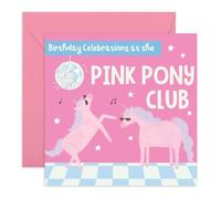 Divertida tarjeta de cumpleaños para amigos, "Pink Pony Club", regalos para amigos, mejores amigas, mejores amigas, hermanas, niñas, ella, baile de discoteca de caballo, viene con divertidas