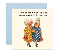 Divertida tarjeta de cumpleaños para anciana, con humor de la misma edad que los ancianos, saludo para amiga, hermana, tía, vecina, prima, mejor amiga, mejor amiga, madre/jubilada, de mediana edad