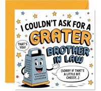 Divertida tarjeta de cumpleaños para cuñado - A Little Bit Cheesy, but You're Simply Grater - Lindo rallador de dibujos animados con juego de palabras juguetonas - Cuadrado de 145 mm, sobre incluido