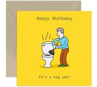 Divertida tarjeta de cumpleaños para él o ella - 'It's a Big One!' Humor de inodoro Diseño audaz - Ideal para 30, 40, 50, 60, interior en blanco con sobre