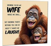 Divertida tarjeta de cumpleaños para esposa Nothing You Can Do About It Monkey Divertida tarjeta de felicitación de cumpleaños de marido a esposa, regalo para ella