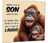 Divertida tarjeta de cumpleaños para hijo Nothing You Can Do About It Monkey Divertida tarjeta de cumpleaños de mamá papá