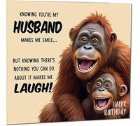 Divertida tarjeta de cumpleaños para marido Nothing You Can Do About It Monkey Divertida tarjeta de cumpleaños de esposa a marido, regalo para él