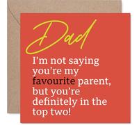 Divertida tarjeta de cumpleaños para papá - Alabanza juguetona para papá - Diseño rojo y amarillo con broma de los dos mejores padres - Seguro que chispeará una sonrisa, día del padre - cuadrado de