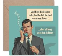 Divertida tarjeta de cumpleaños para papá - Inglés clásico de papá - Ilustración de estilo vintage con broma descarada de "llamadas molestas", día del padre, cuadrado de 145 mm, sobre incluido