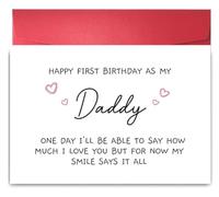 Divertida tarjeta de cumpleaños para papá por primera vez, tarjeta de felicitación con poema para nuevo papá, feliz primer cumpleaños como padre, bonito regalo de recuerdo de bebé, hijo e hija