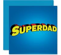 Divertida tarjeta de cumpleaños para papá - Superdad - Tarjetas de feliz cumpleaños para papá de hijo e hija, regalos de cumpleaños para padre, 145 mm x 145 mm, tarjetas de felicitación para el día