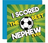 Divertida tarjeta de cumpleaños para sobrino - You're a Real Winner - Diseño de fútbol con texto en inglés "I SCORED THE BEST NEPHEW EVER" - Perfecto para los fanáticos del deporte - Cuadrado de 145