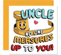 Divertida tarjeta de cumpleaños para tío, No One Measures Up to You, cinta métrica divertida y diseño de corazón, día del padre, cuadrado de 145 mm, sobre incluido
