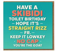 Divertida tarjeta de cumpleaños Skibidi Toilet - Gen Z Slang Rizz, Lowkey, No Cap, You're the GoAT - Tarjeta de humor para amigos, adolescentes, hijo, hija, él o ella