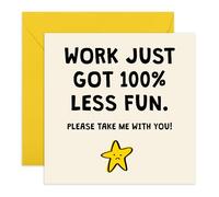 Divertida tarjeta de despedida, con texto en inglés "Work Just Got 100% Less Fun", regalos humorísticos de despedida y despedida para colegas, compañeros de oficina, compañeros de trabajo, socios,