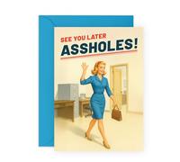 Divertida tarjeta de despedida, humor para colega, amigo de trabajo, jefe, equipo de oficina, celebración de despedida, nueva aventura de trabajo, viene con calcomanías