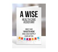 Divertida tarjeta de despedida para asistente de salud, regalos para hombres, mujeres, amigos, jefes, colegas, A Wise said I'm Outta of here, I am out, A5-121a_152